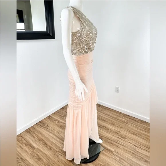 New Ramy Brook Cecilia Sequence Draped Gown
